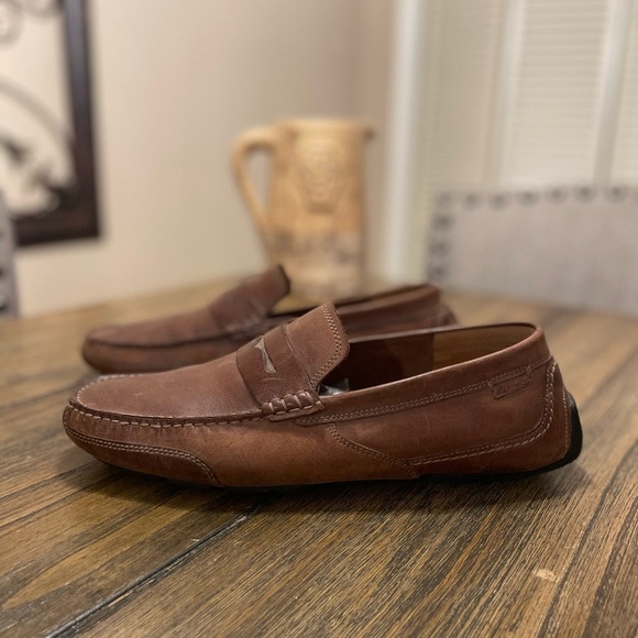 Clarks Collection Brown Leather Slip On Comfort Driving Penny Loafer Size 10 main image 4